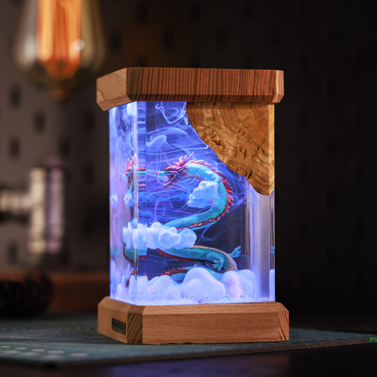 Mythology Blue Dragon Resin Lamp