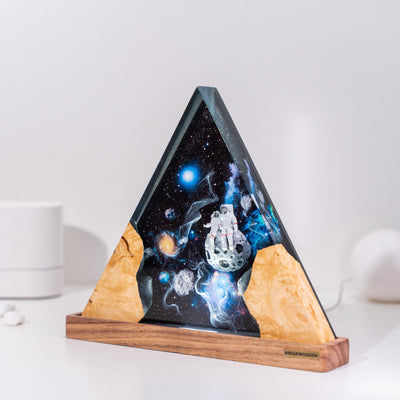 Astronauts in Galaxyspace Resin Lamp