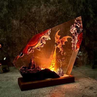 Fire Breath Dragon Resin Lamp