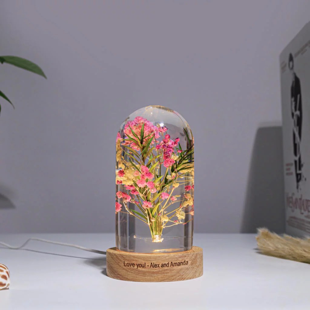 Spherical Cylinder Baby’s Breath Flower Epoxy Lamp