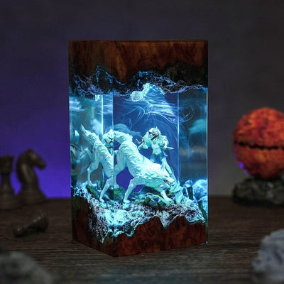 The Wolf and Princess Epoxy Night Lamp