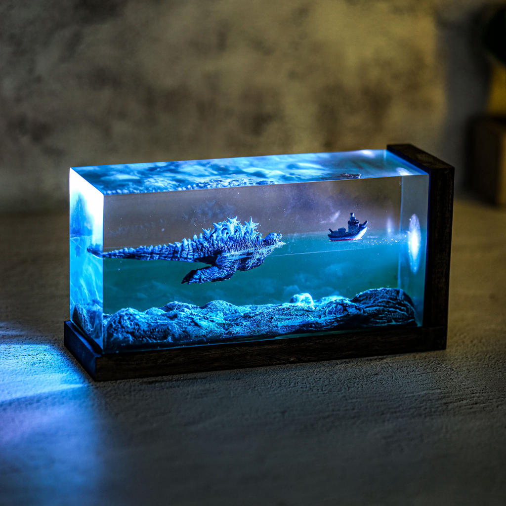 Cuboid Swimming Godzilla Monster Night Light