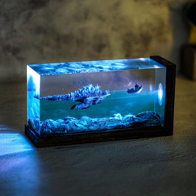 Cuboid Swimming Godzilla Monster Night Light