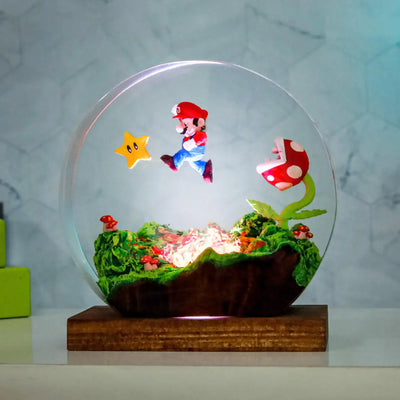 Circular Super Mario Resin Lamp