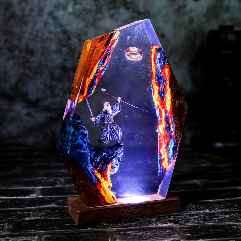 Grey Wizard Resin Ring OF Dark lord Epoxy Lamp