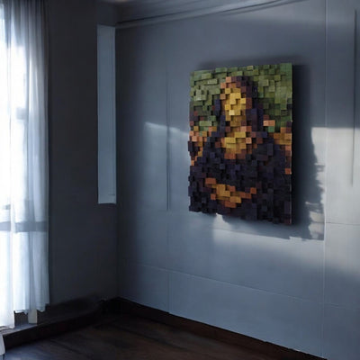 Mona Lisa Pixel Wood Art