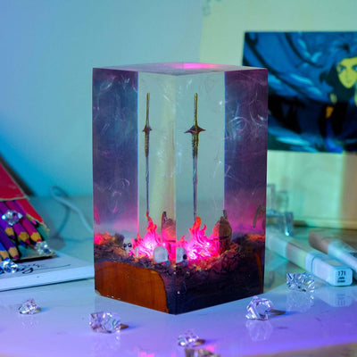 Fire Glowing Sword Resin Lamp