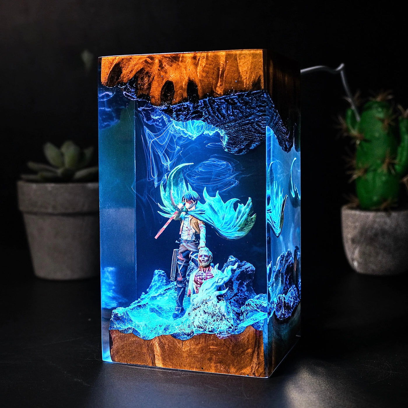 Levi vs Zeke Attack on Titan Resin Lamp
