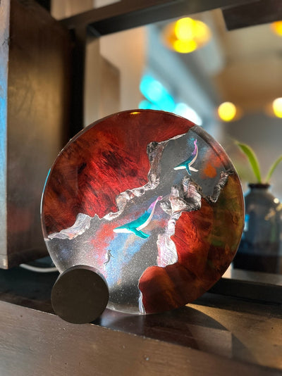 Whale and Scuba driver Resin Lamp