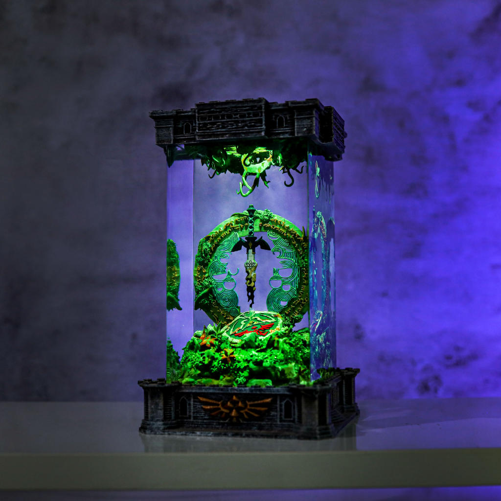 Zelda Shield And Master Sword Diorama Lamp