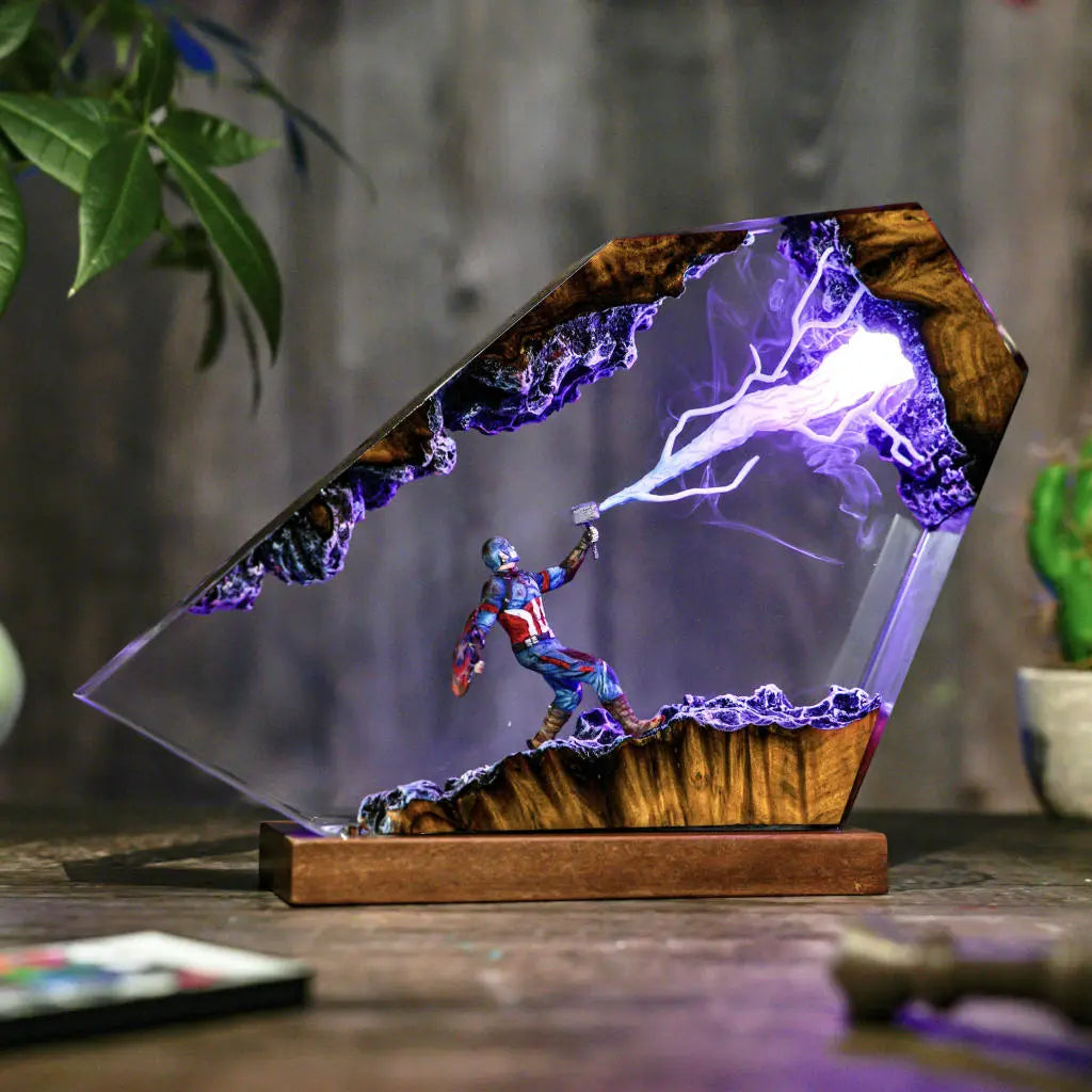 Captain America Thunder Lightning Resin Lamp