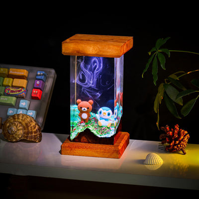 Rilakkuma and Piplup Pokémon Resin Lamp