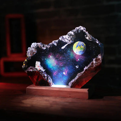 The Earth and Astronaut Epoxy Resin Lamp