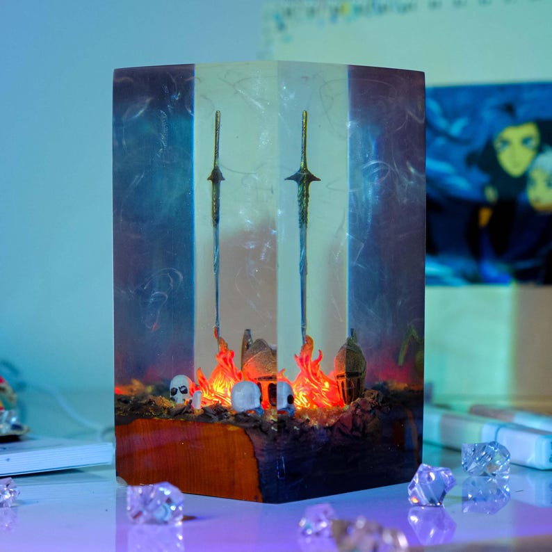 Fire Glowing Sword Resin Lamp