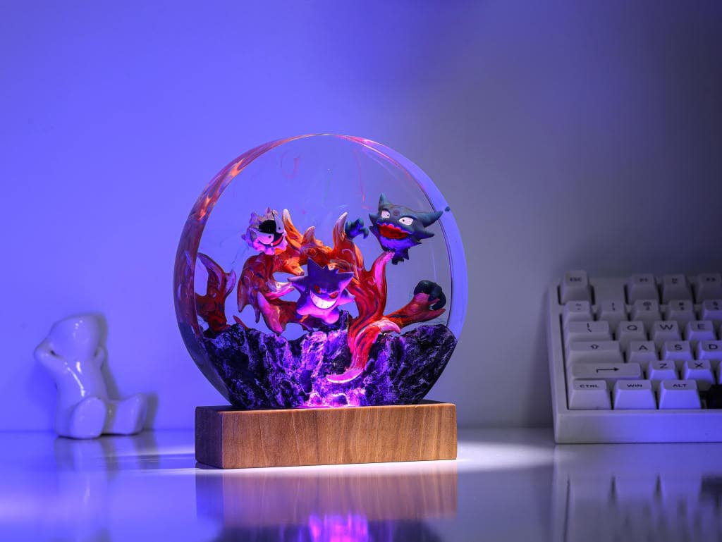 Circular Gengar Pokemon Epoxy Lamp