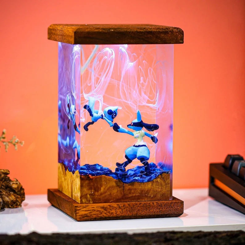 Lucario & Riolu Pokémon Resin Lamp