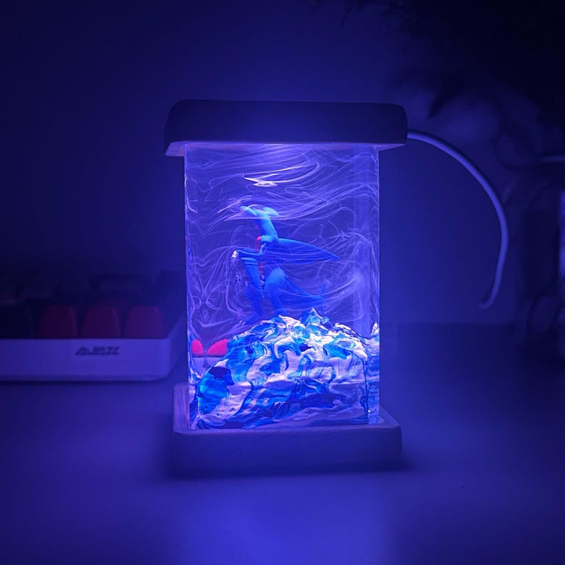 Garchomp Pokemon Resin Epoxy Lamp, Night Light