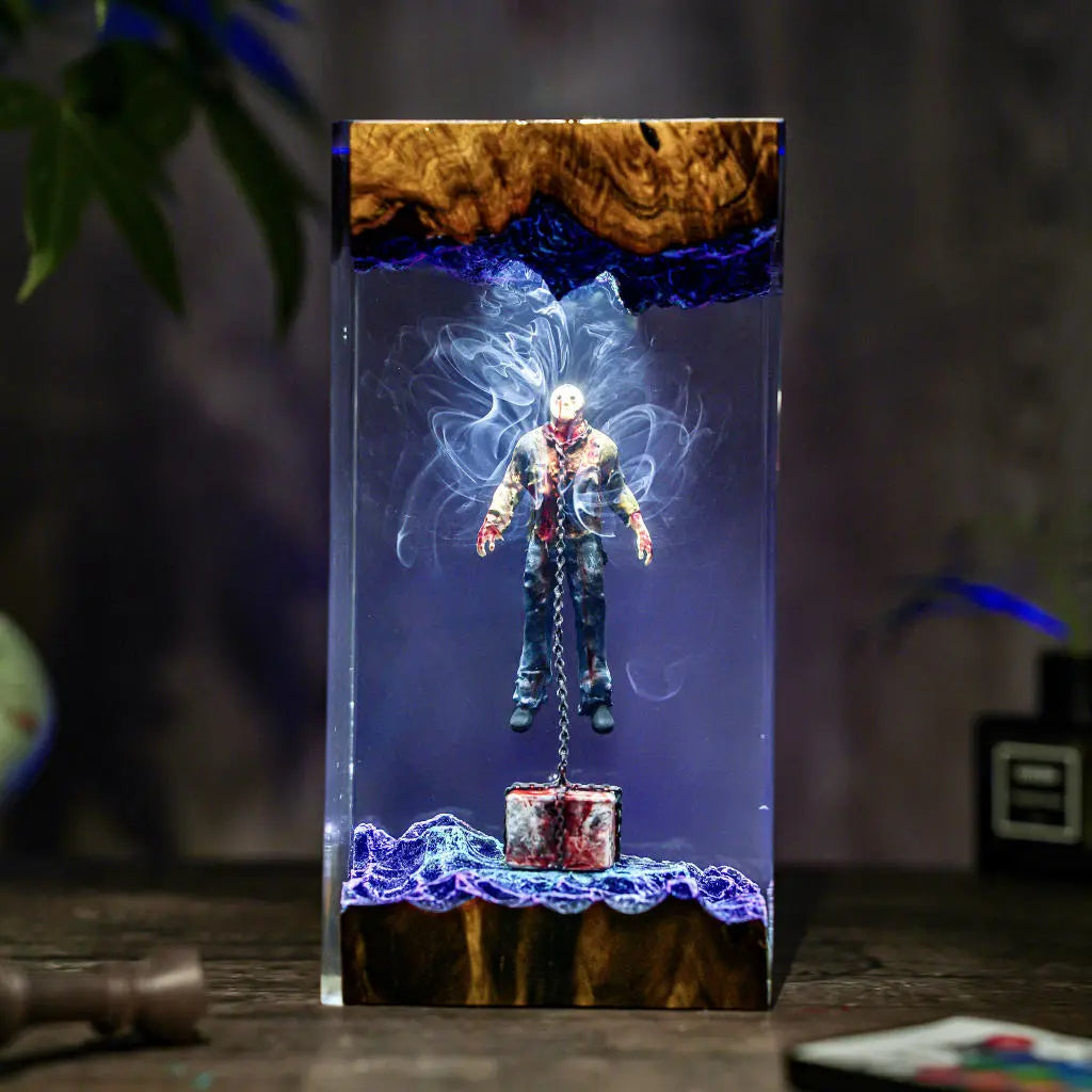 Chained Jason Voorhees Friday the 13th Halloween Resin Lamp
