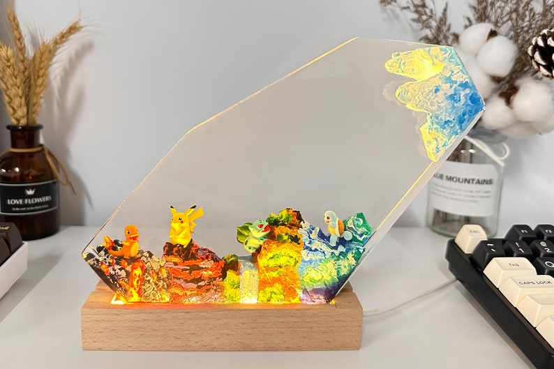 Charmander Squirtle Pokemon Resin Epoxy Lamp Night Light