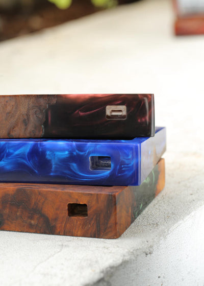 Blue Resin and Wood Keyboard Case