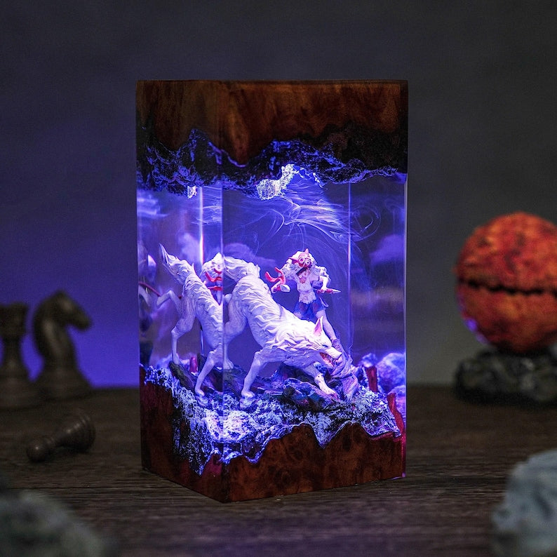 The Wolf and Princess Epoxy Night Lamp