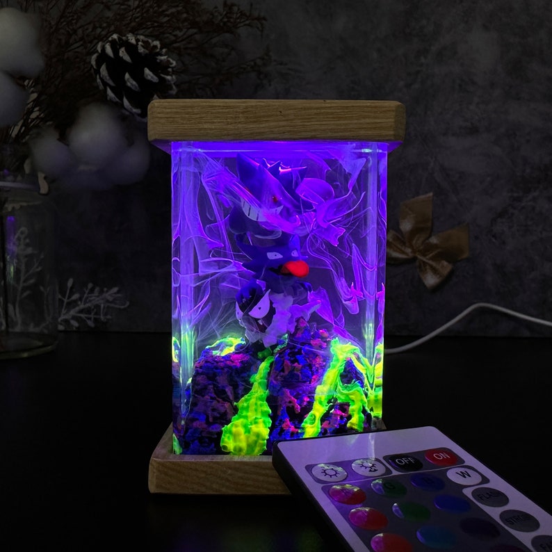 Gengar and Haunter Pokemon Resin Epoxy Lamp, Night Light