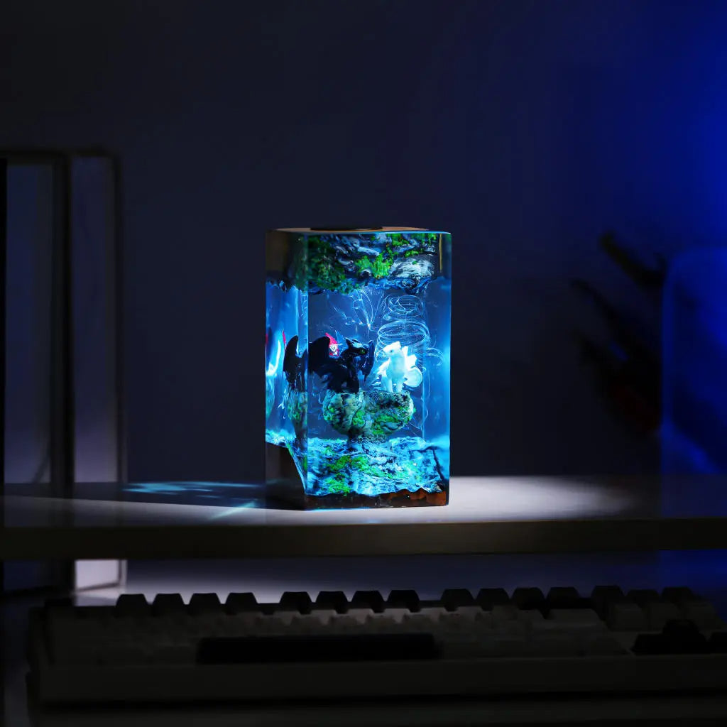 Toothless and Light Fury Resin Lamp Ver 5