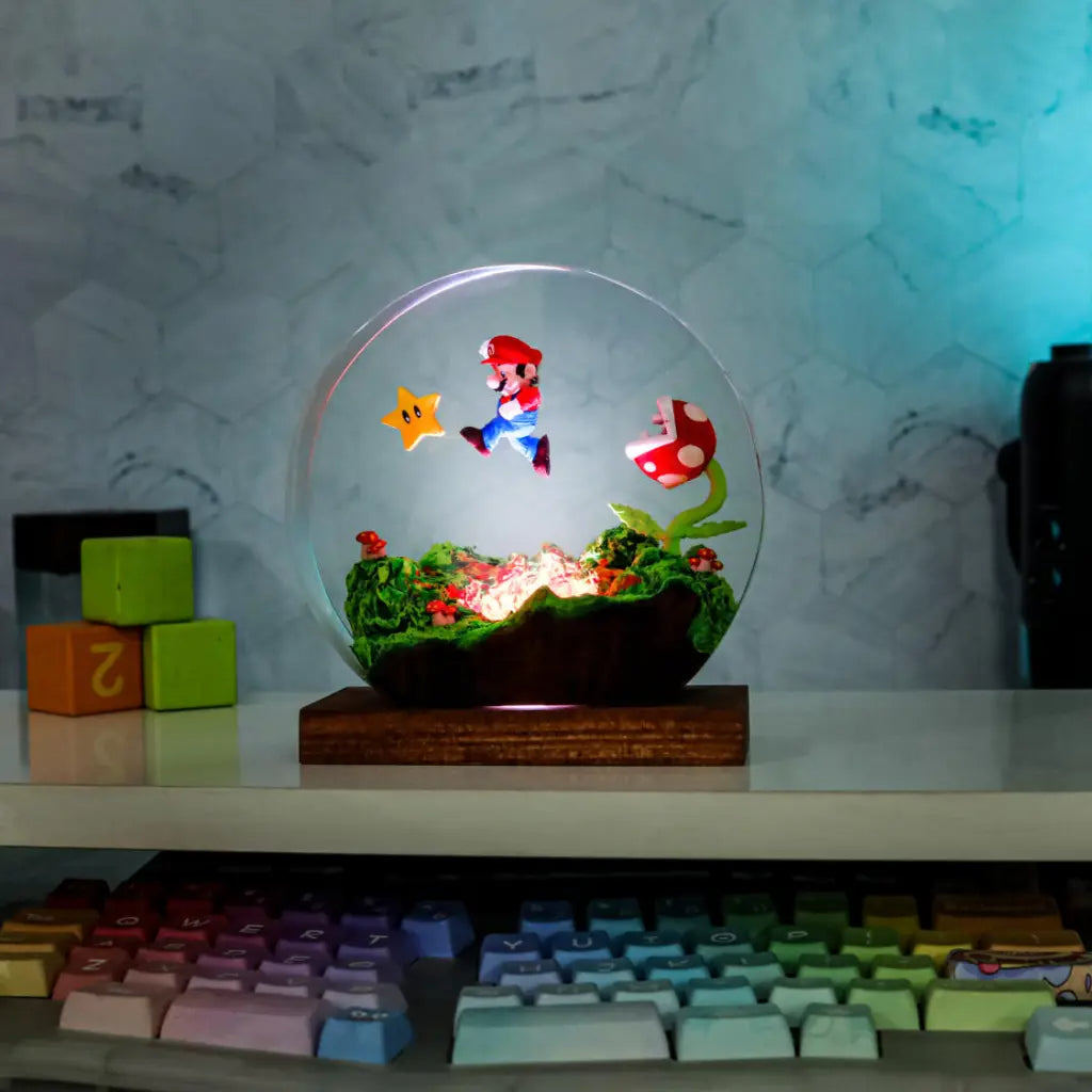 Circular Super Mario Resin Lamp