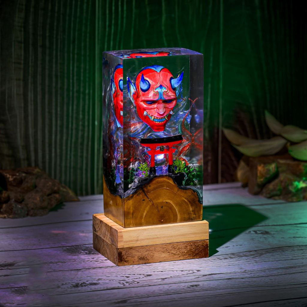 Japanese Demon Mask Resin Lamp Ver 3