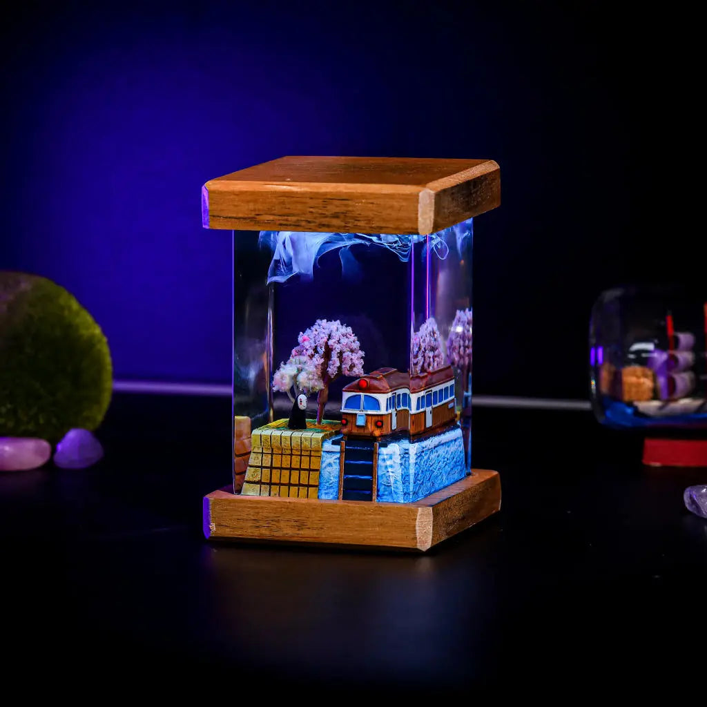 No-Face Train Scene Spirited Away Resin Lamp