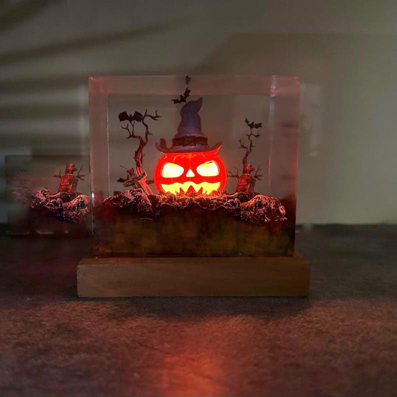 Pumpkin Halloween Resin Lamp