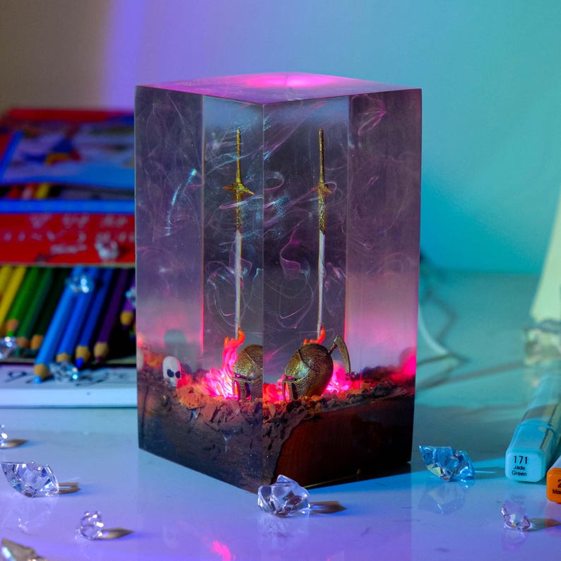 Fire Glowing Sword Resin Lamp