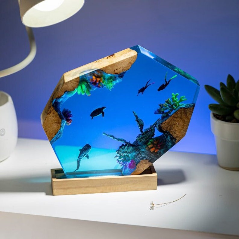 Scuba Diver Resin Epoxy Lamp, Night Light