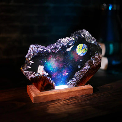 The Earth and Astronaut Epoxy Resin Lamp