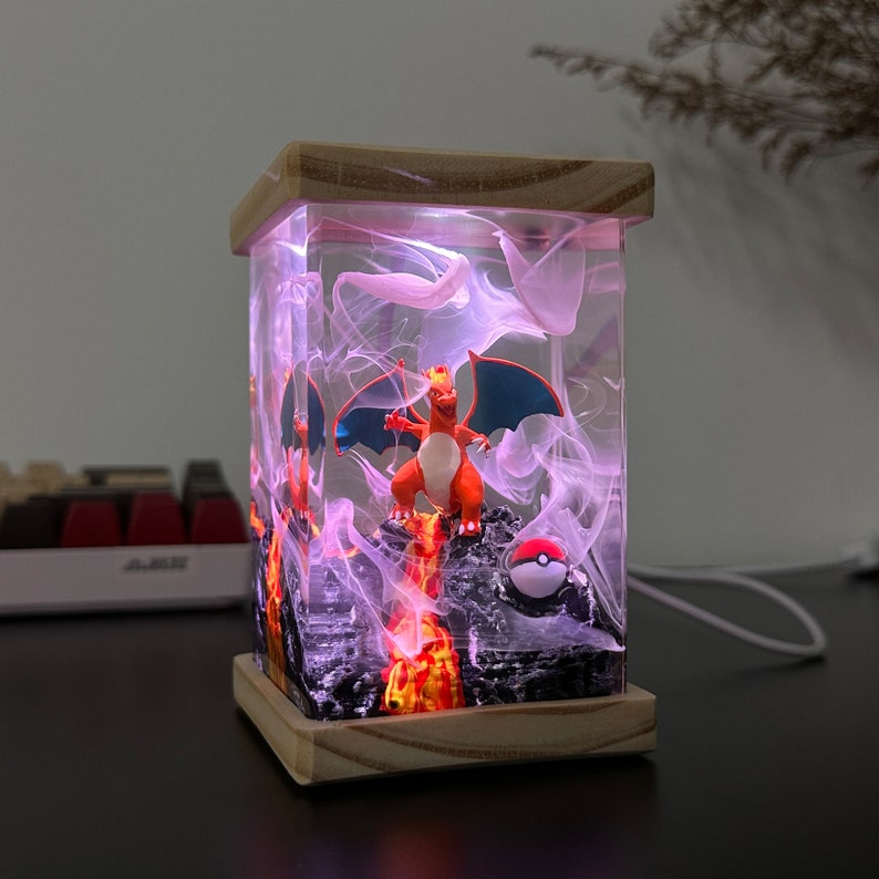 Charizard Pokemon Resin Epoxy Lamp, Night Light