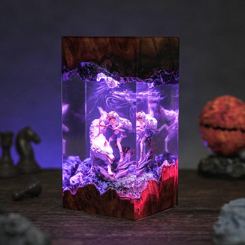 The Wolf and Princess Epoxy Night Lamp