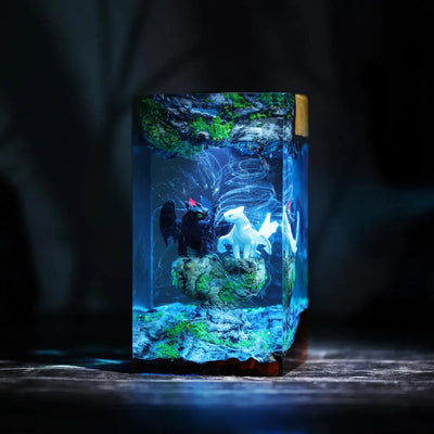 Toothless and Light Fury Resin Lamp Ver 5