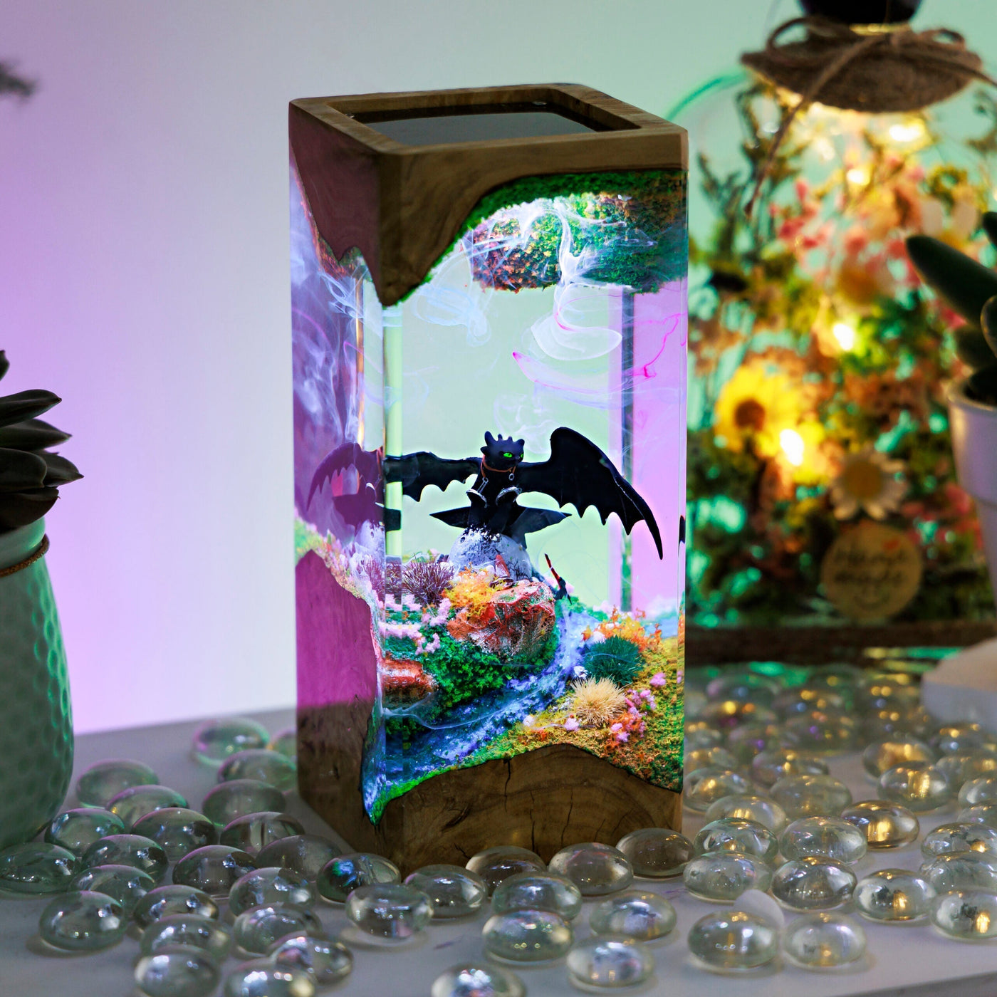 Black Dragon Resin Diorama Lamp Ver 2