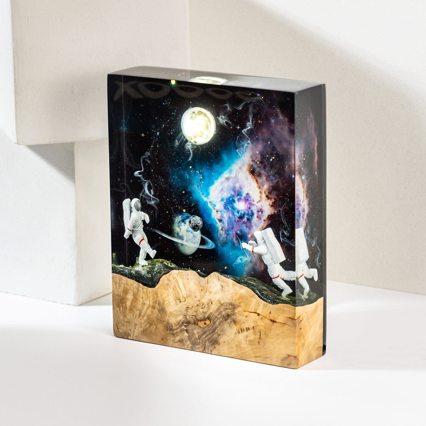 Astronauts in Interstellar Space Epoxy Lamp-Rectangle