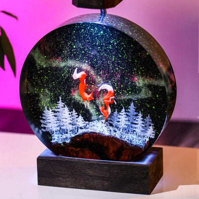 Circular Fox Resin Lamp