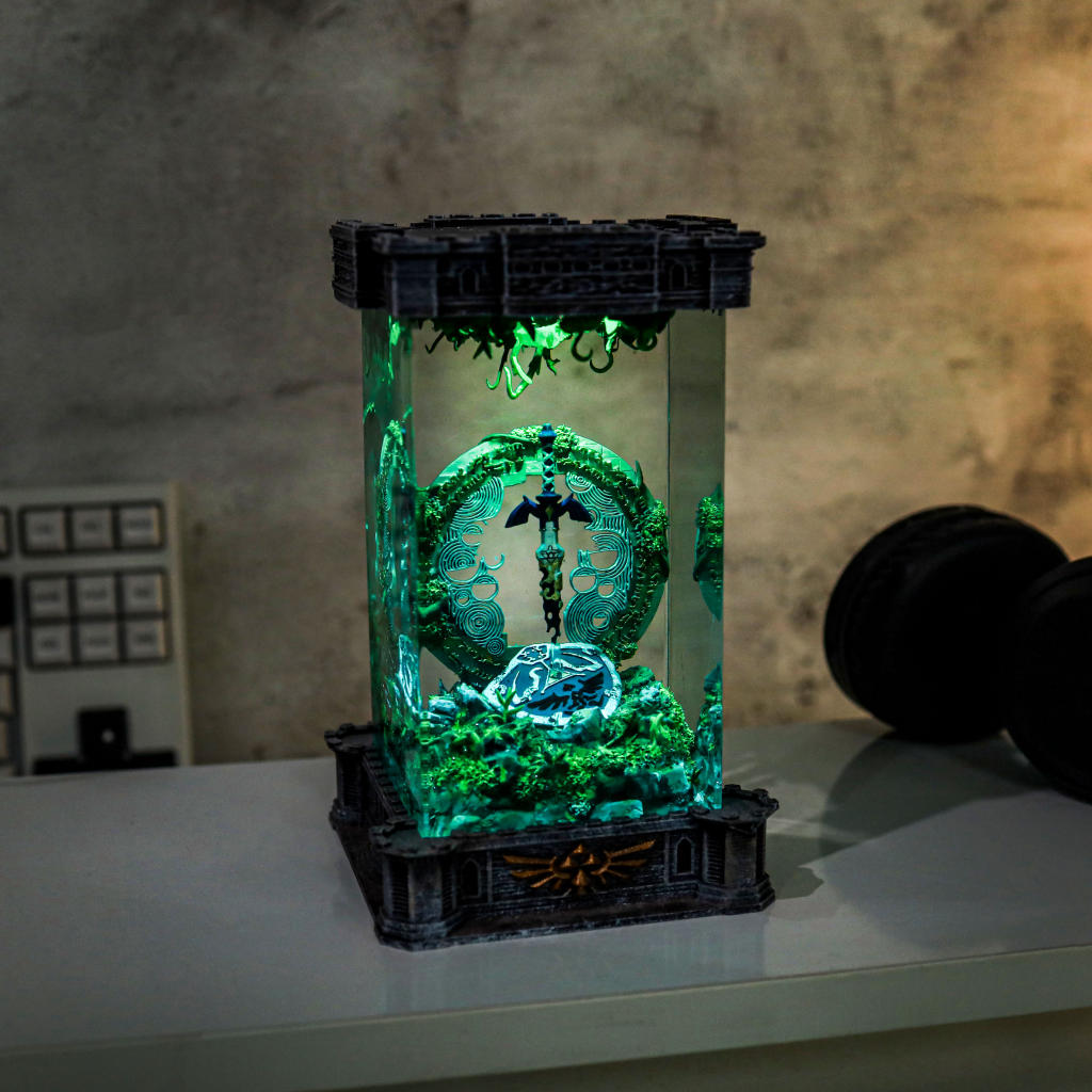 Zelda Shield And Master Sword Diorama Lamp