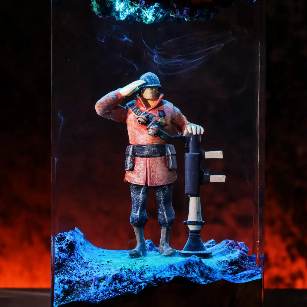 Red Soldier Team Fortress Resin Lamp