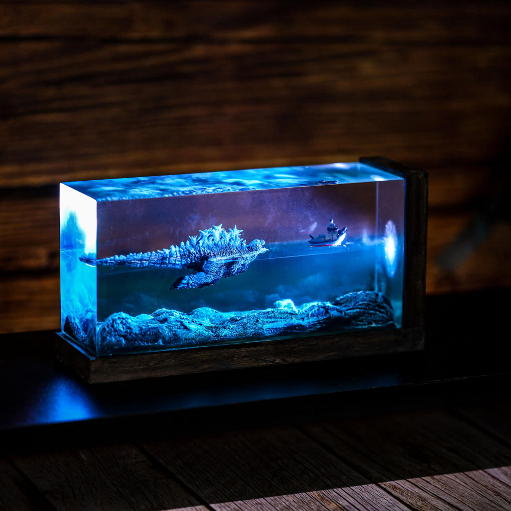 Cuboid Swimming Godzilla Monster Night Light