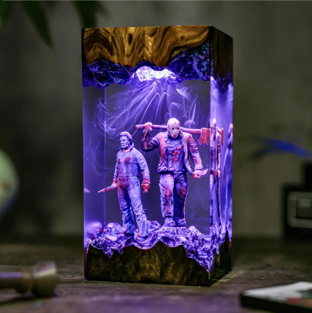 Michael & Jason Halloween Resin Lamp