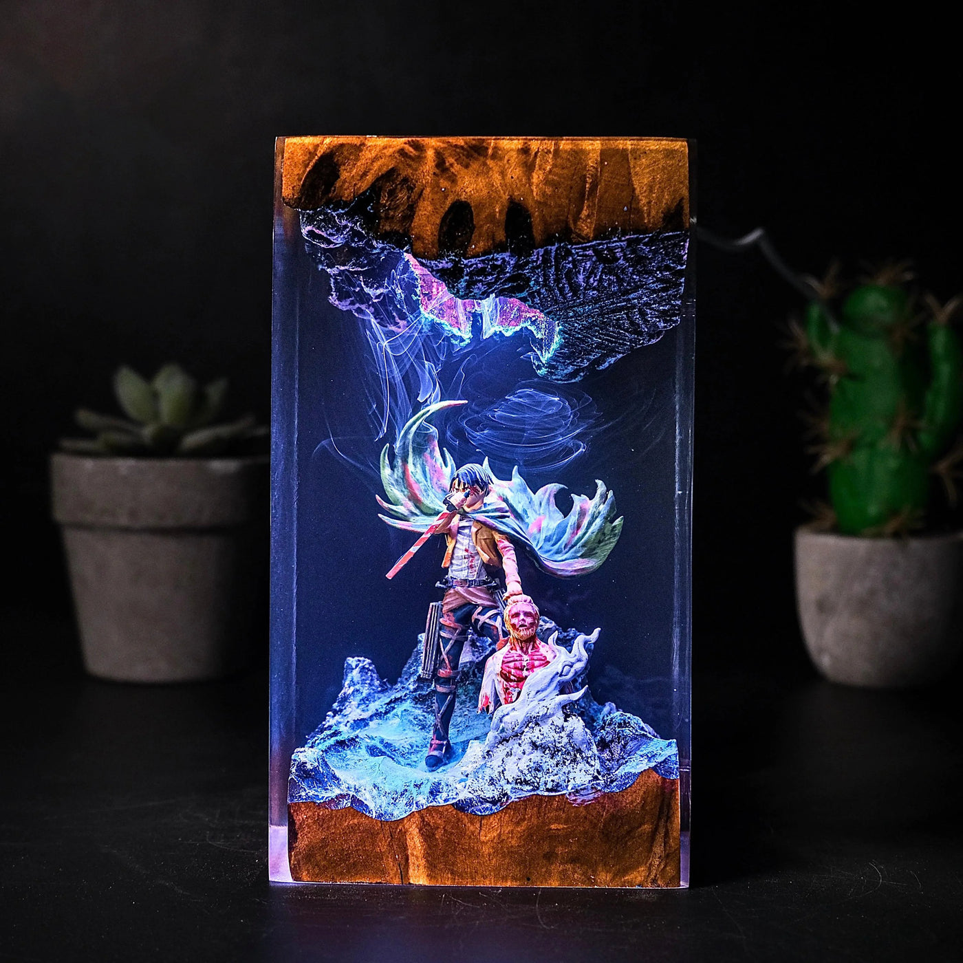 Levi vs Zeke Attack on Titan Resin Lamp
