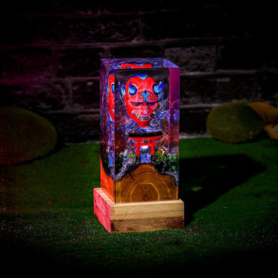 Honnari Hannya Mask and Torii Gate Epoxy Lamp