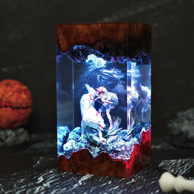 The Wolf and Princess Epoxy Night Lamp