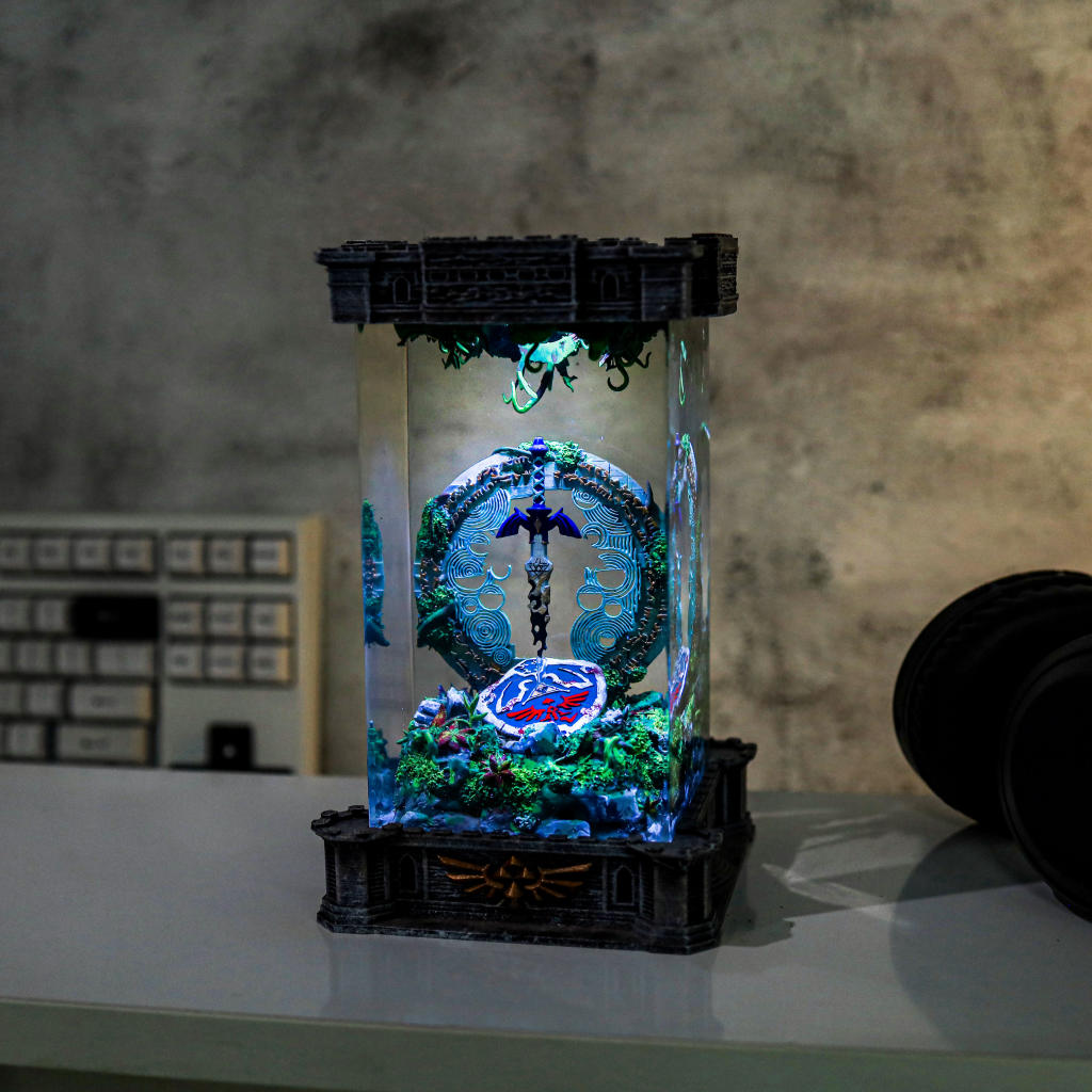 Zelda Shield And Master Sword Diorama Lamp