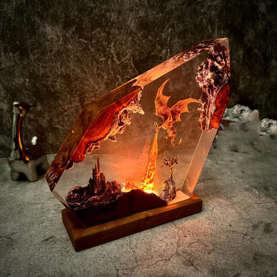 Fire Breath Dragon Resin Lamp