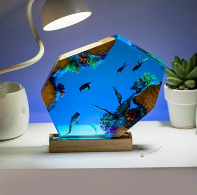 Scuba Diver Resin Epoxy Lamp, Night Light